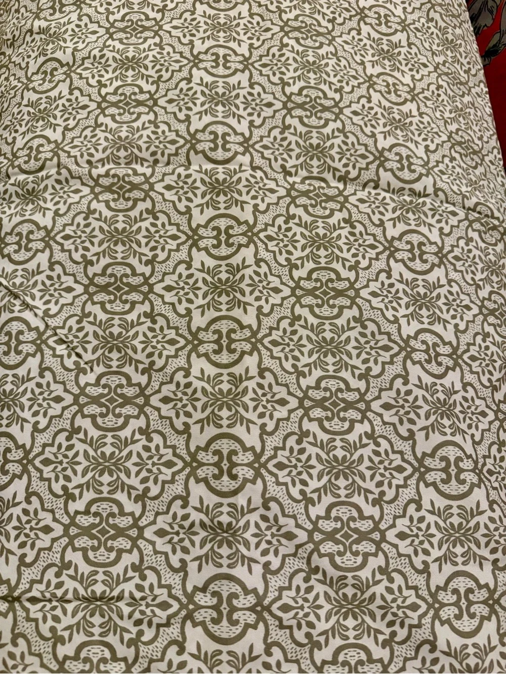 Set of Floral Leaf Quilted Pillowcases in Cream, Green & Brown - Unbranded